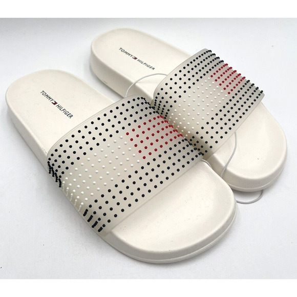 Tommy Hilfiger TWDEBLIN-X Women's Fashion Slides All White Logo US Size 6 M - Picture 1 of 9